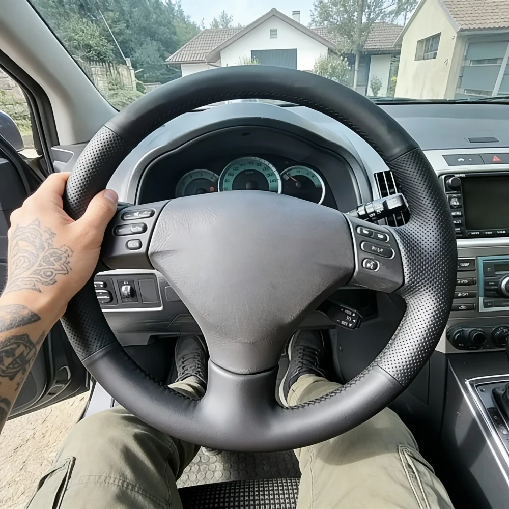 Hand Stitched Perforated Non-slip Genuine Leather RX330 RX400h RX400 Toyota Corolla Verso Camry Steering Wheel Cover For Lexus