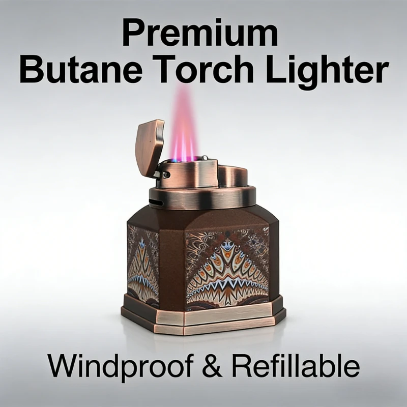 

HONEST Premium Business Table Lighter 4-Level Windproof Red Flame One-Press Ignition Sophisticated Gift for Executives