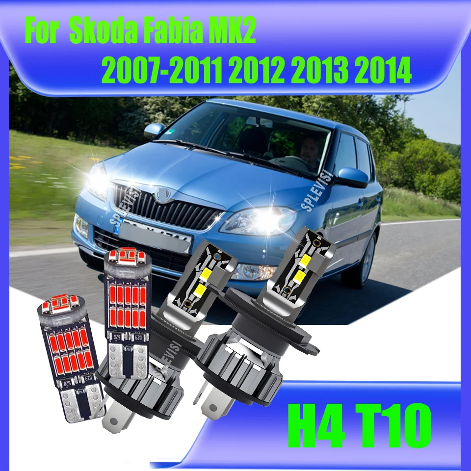 

12v H4 9003 White LED Headlight, Compact Design Fits Small Housing For Skoda Fabia MK2 2007 2008 2009 2010 2011 2012 2013 2014