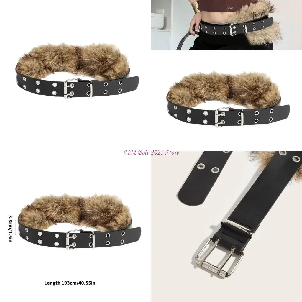 49ME PU Belt Punk Rivets Waist Band Retro Western Charm Waist Ornament Fashionable