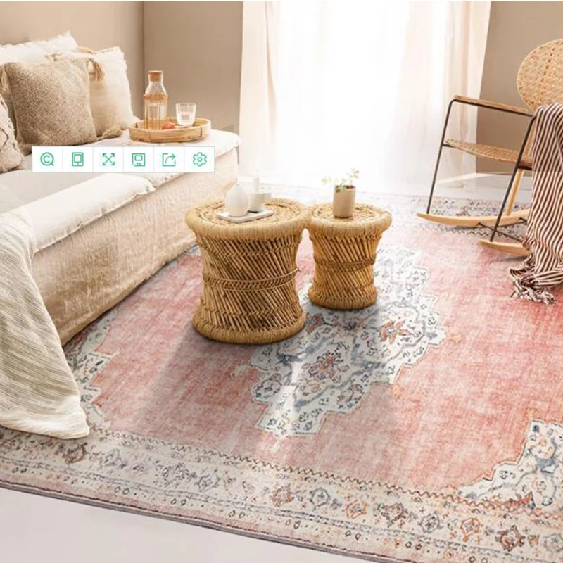 Pink American Style Retro Carpets Persian Non-slip Rug Bedroom Large Europe Child Carpet Home Decor for Living Room