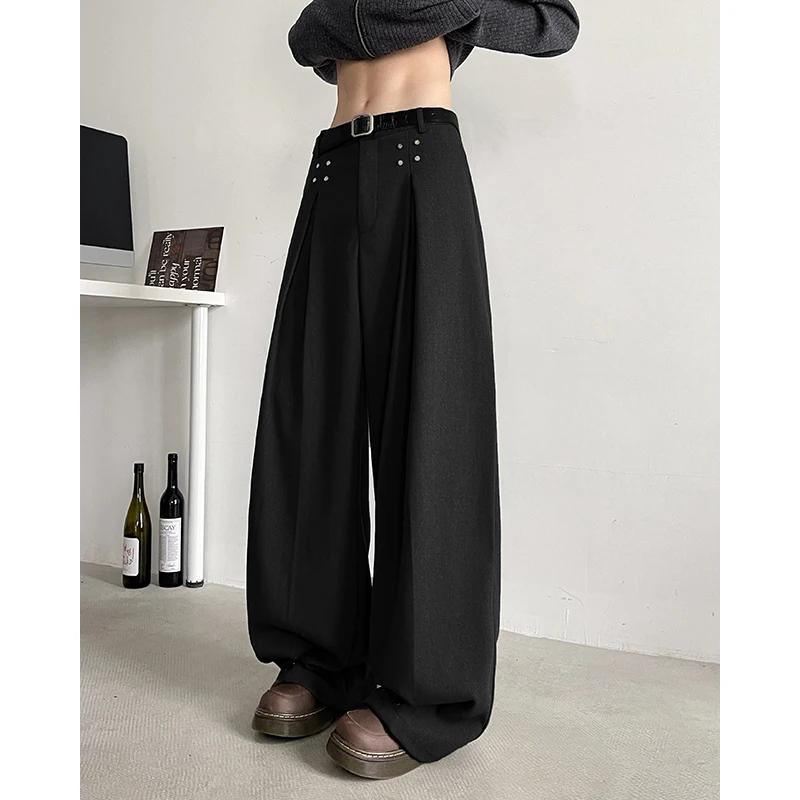 

Loose Wide Leg Pants Men's Spring Autumn Trendy Cleanfit Design Sense Trousers Hipster Haome Casual Long Pants