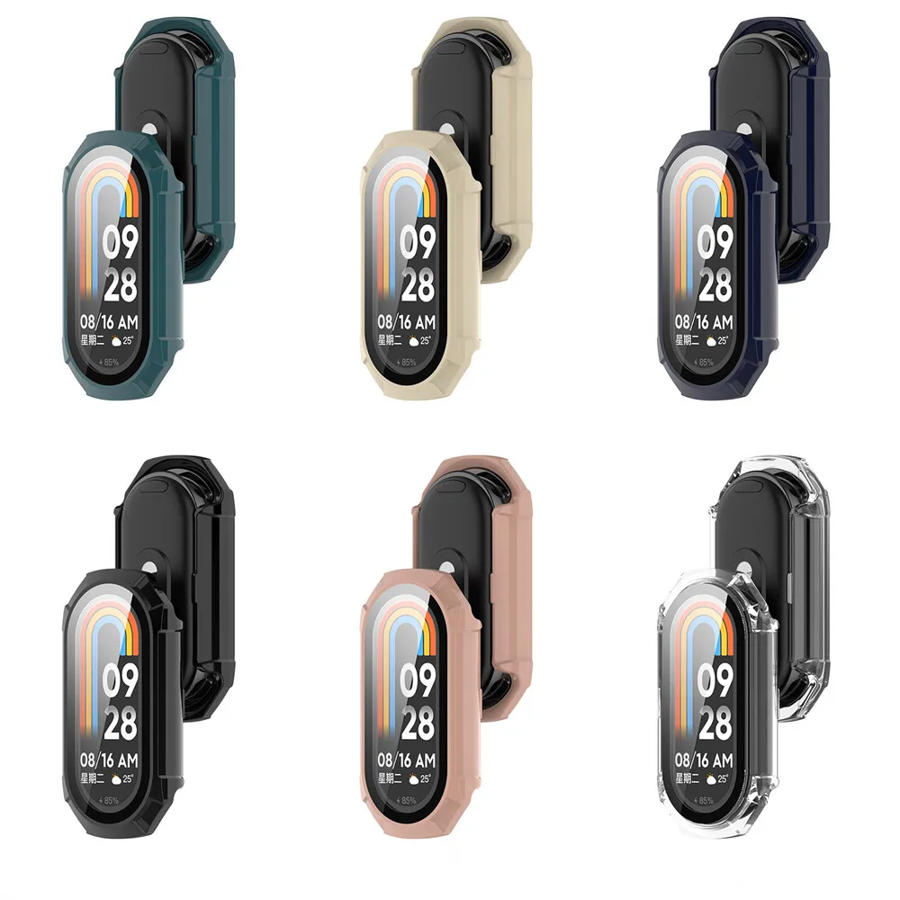 

Чехол и защитная пленка из закаленного стекла для Xiaomi Band 10 10NFC 8 8NFC, рамка высокого качества, тонкие защитные аксессуары для ПК