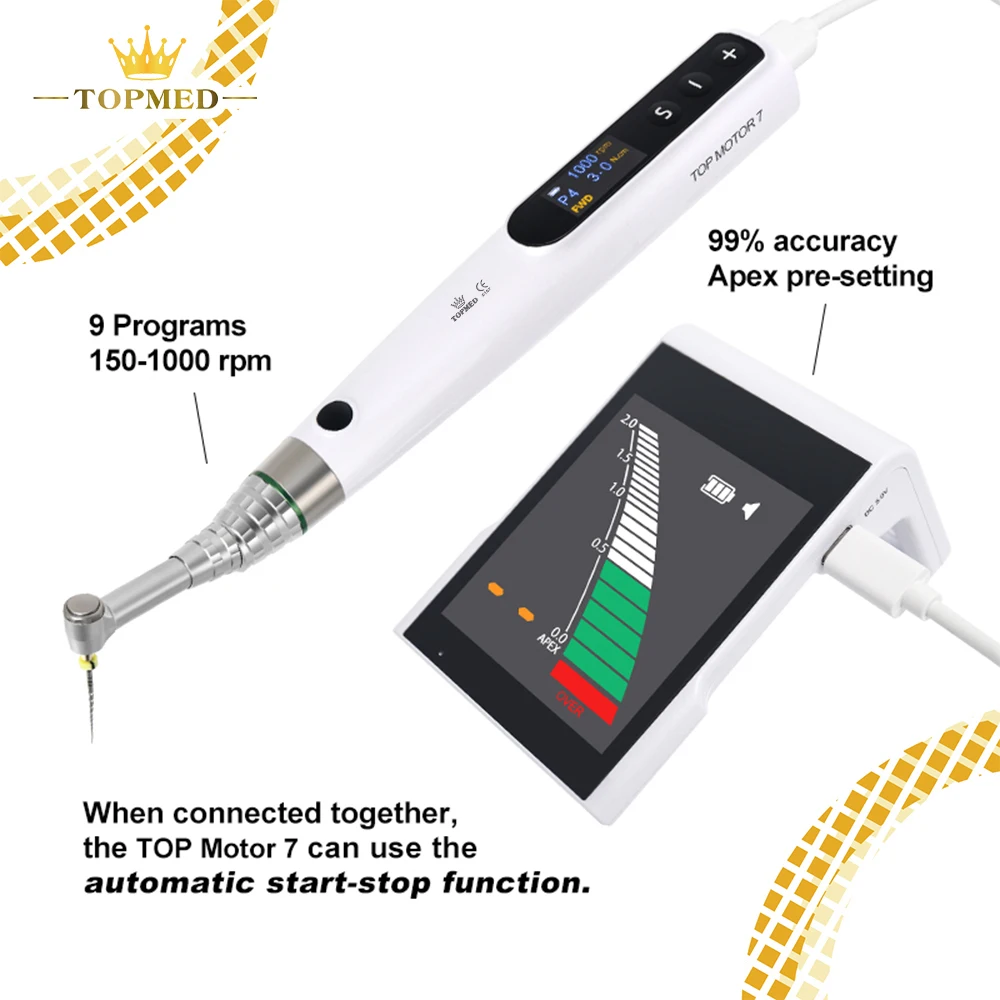 

Factory Price New Design Dental 16-1 Contra Angle Wireless Endo Motor with Apex Locator For Root Canal Treatment max 1000rpm