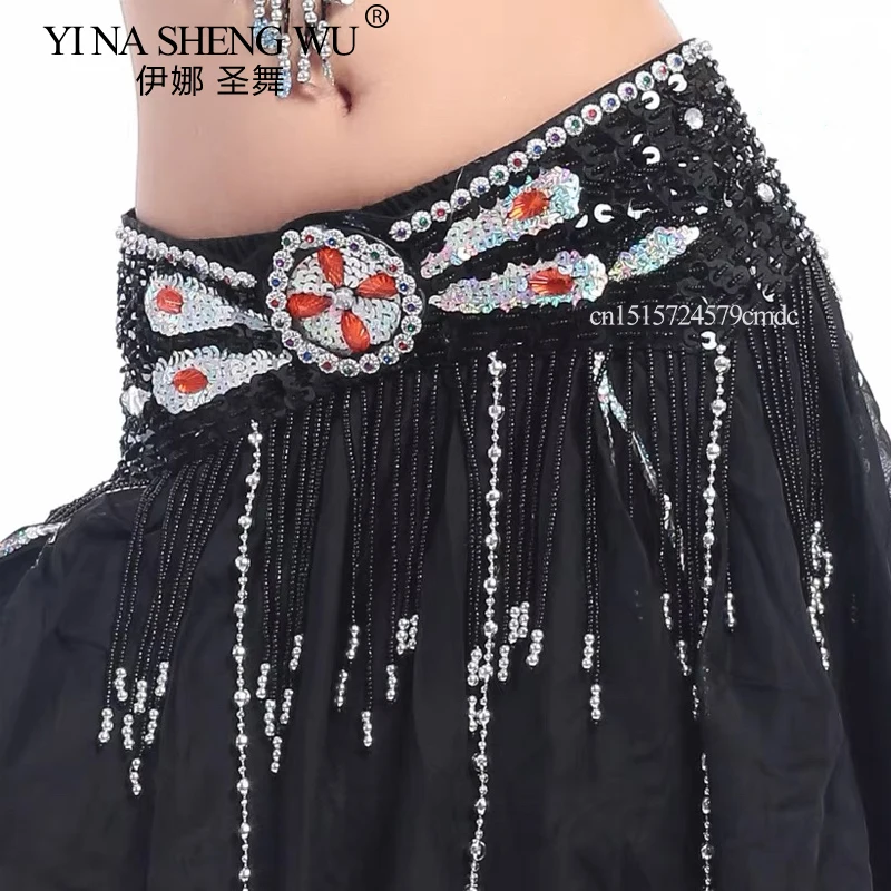 2016 nowy kostium taneczny brzucha ręcznie robione cekiny paski taniec brzucha szaliki dla kobiet na sprzedaż 11 kolorów