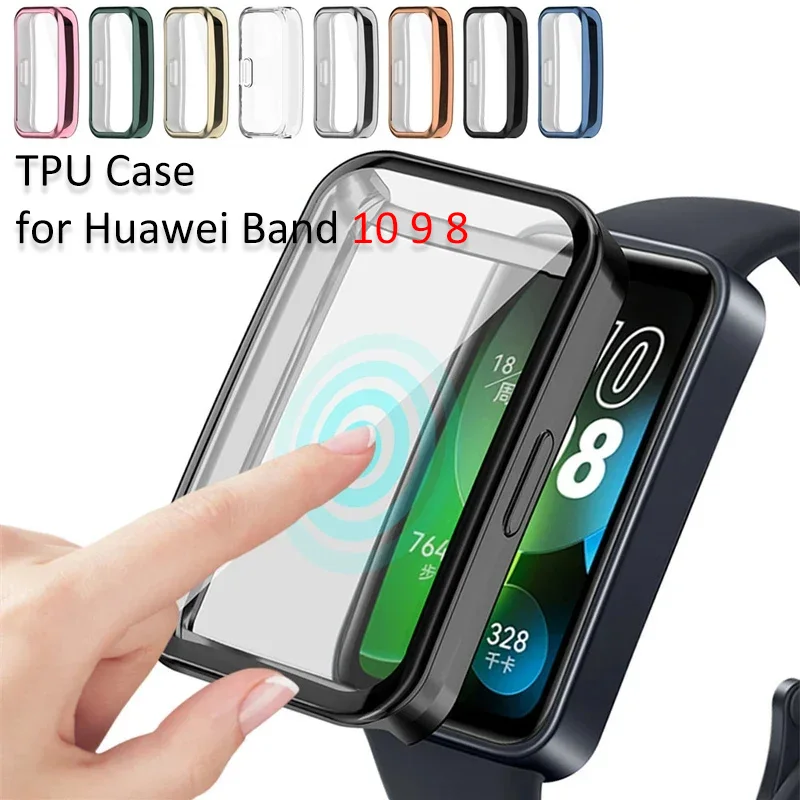 TPU Case for Huawei Band 10 9 8 Frame Bumper HD Screen Soft Protector Shell Accessories Huawei Band 10 9 8 Full Protective Cover