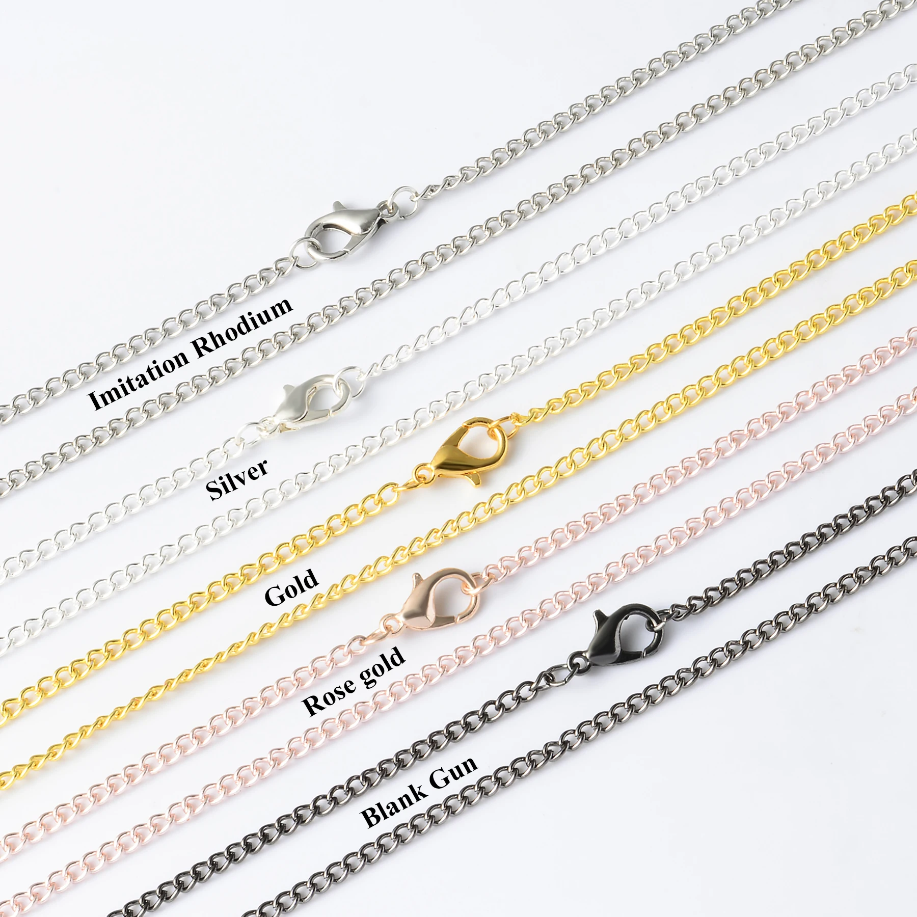 12 pcs  wholesale jewelry findings 2mm link chain necklace for pendant with lobster,40cm/45cm/50cm/55cm/ 60cm