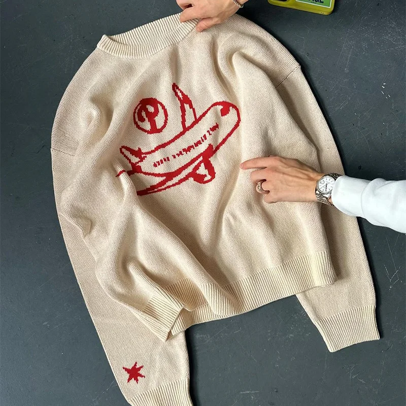 Men's Sweater Jumper Long Sleeve Knitwear Tops Oversized Graphic Fashion Y2k Streetwear Harajuku Winter Korean Popular Clothes