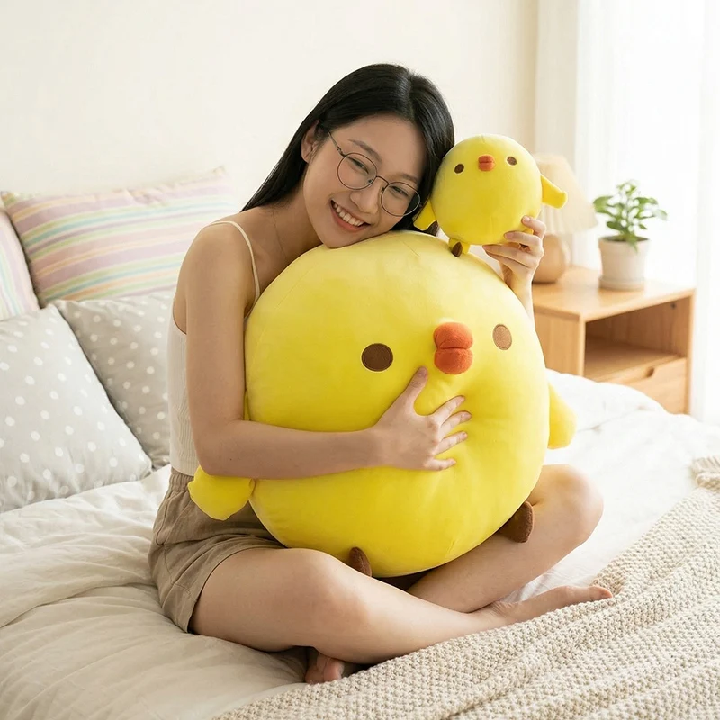 20-50cm Fat Soft Chick Plush Toys Stuffed Chubby Cartoon Chick Doll Soft Cozy Livingroom Bedroom Throw Pillow Lovely Gift