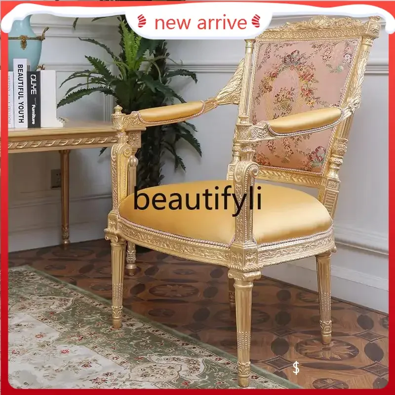 

S132 French retro luxury embroidery living room fabric solid wood sofa engraved gold foil sofa7446