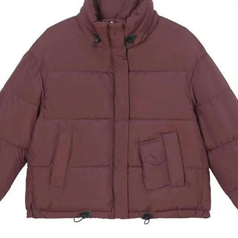 Inverno feminino para baixo jaqueta acolchoada engrossado solto casaco com capuz cor sólida casual versátil all-match quente acolchoado jaquetas