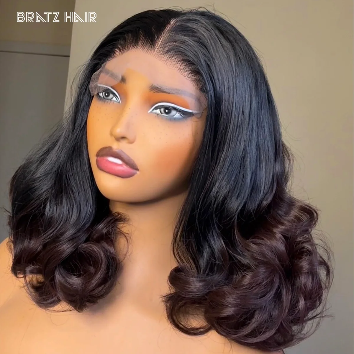 مزدوج تعادل أومبير براون 4by4 إغلاق شعر مستعار شعر الإنسان نطاط مجعد 13x4 شعر مستعار أمامي كامل للمرأة T1B/براون ترتد غلويليس الباروكات