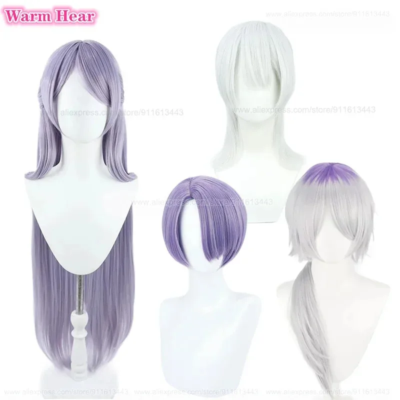 Vtuber Synthetische Genzuki Tojiro Perücke 2 Stile 30 cm/48 cm Silber Blau Cosplay Perücke Hitzebeständige Haar Halloween Party perücken + Perücken Kappe