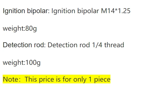 1 Piece 1/4 Screw Flame Detector M14 * 1.25 Boiler Burner Natural Gas Bipolar Ignition Probe Ignition Rod