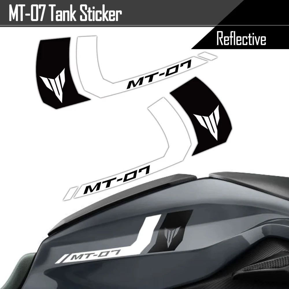 

Twin Stripes Fuel Tank Reflective Stickers Motorcycle Waterproof Accessories Decals Logo For MT-07 MT07 mt 07