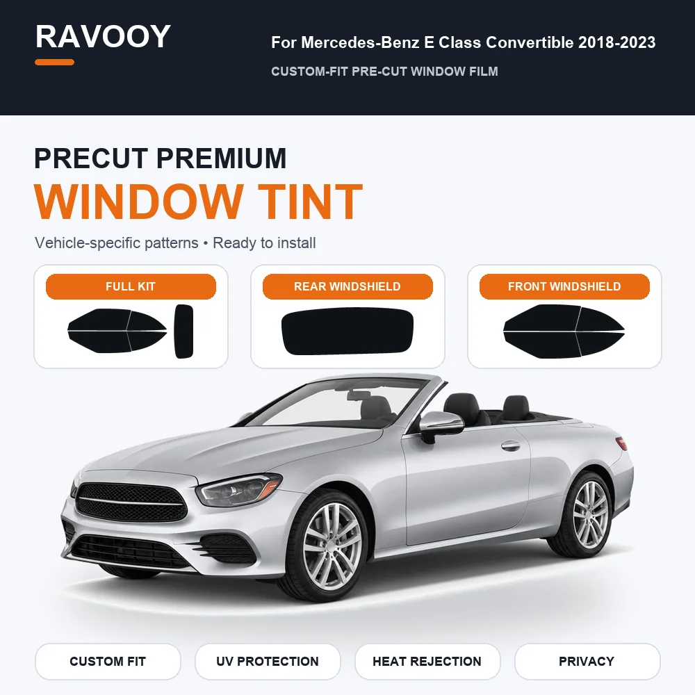 Premium Precut Window Tint Kit Front Rear Windows For Mercedes-Benz E Class Convertible 2018-2023 Complete Set Nano Ceramic Film