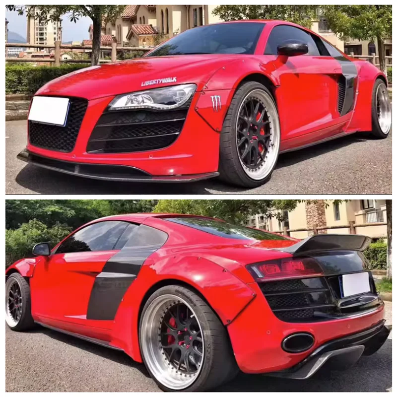 

Высококачественный бампер из углеродного волокна для Audi R8 V8 V10 2008-2016, передняя боковая юбка, задний диффузор, спойлер, чехол для корпуса
