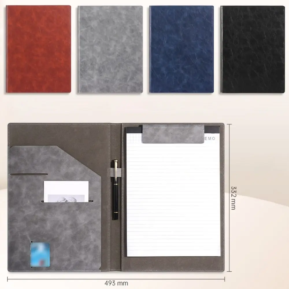 Multifunctional A4 Conference Folder Vintage File Storage Contract File Folders Simple with Magnetic Clip Document Organizer