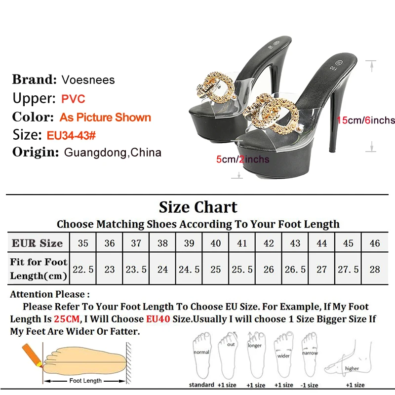 Transparent Slippers For Ladies 15CM High Heels Mules 2024 New Designer Women Platform Sandals Summer Pole Dance Stripper Shoes