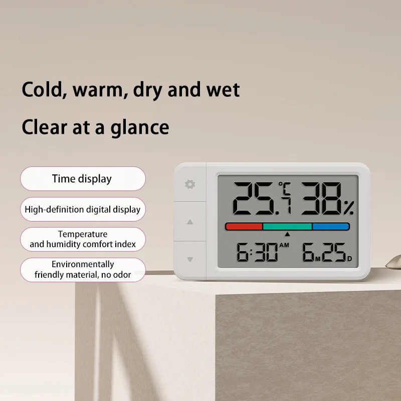 

Интеллектуальный мини-термометр, гигрометр, многофункциональные часы, цифровой дисплей, высокоточный датчик для помещений, термометр для детской комнаты