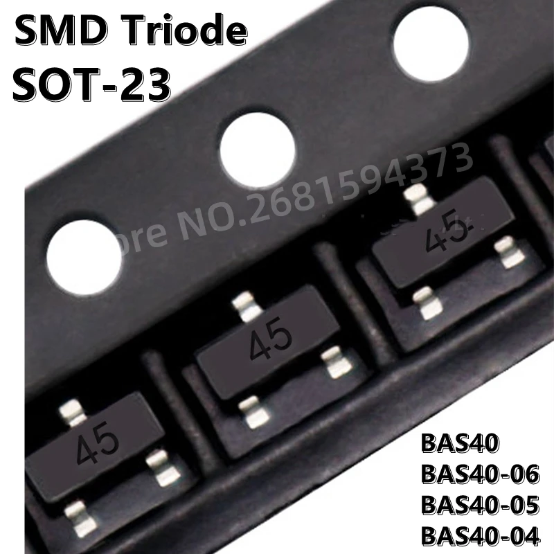 

(50pcs) BAS40 43 BAS40-06 46 BAS40-05 45 BAS40-04 44 SMD Triode SOT-23 Schottky