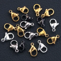 20pcs lot Stainless Steel Lobster Clasps Gold Silver Gun Black Hooks Connector for Jewelry Making Supplies Bracelet Wholesale