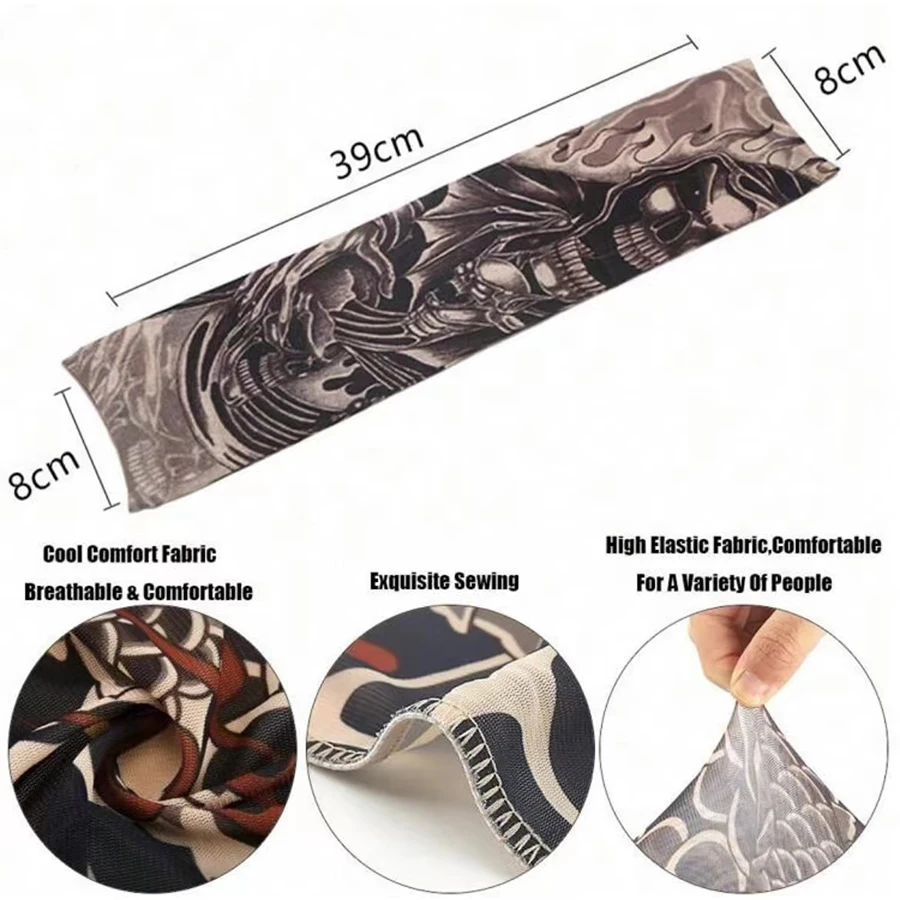 1pair Tattoo sleeve Summer Sunblock sleeve Outdoor driving and cycling flower arm Tattoo arm sleeve (random style)