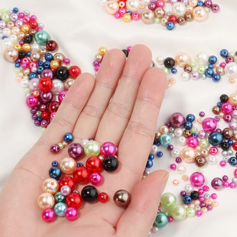 3/4/6/8/10/12mm ABS Imitation Perle Perle Runde Acryl Lose Spacer Perlen Bunte Kunststoff Regenbogen Perlen für DIY Handwerk Machen ﻿ – Detail 3