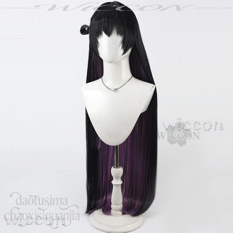 

Blue Archive Kakudate Karin Long Black Straight Wig - Purple Colored Inner Hair, Y2K Synthetic Hair Cosplay cosplay full cost