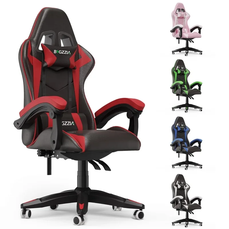 

Gaming Chair with Adjustable Headrest & Lumbar Support, Height Adjustable, Red