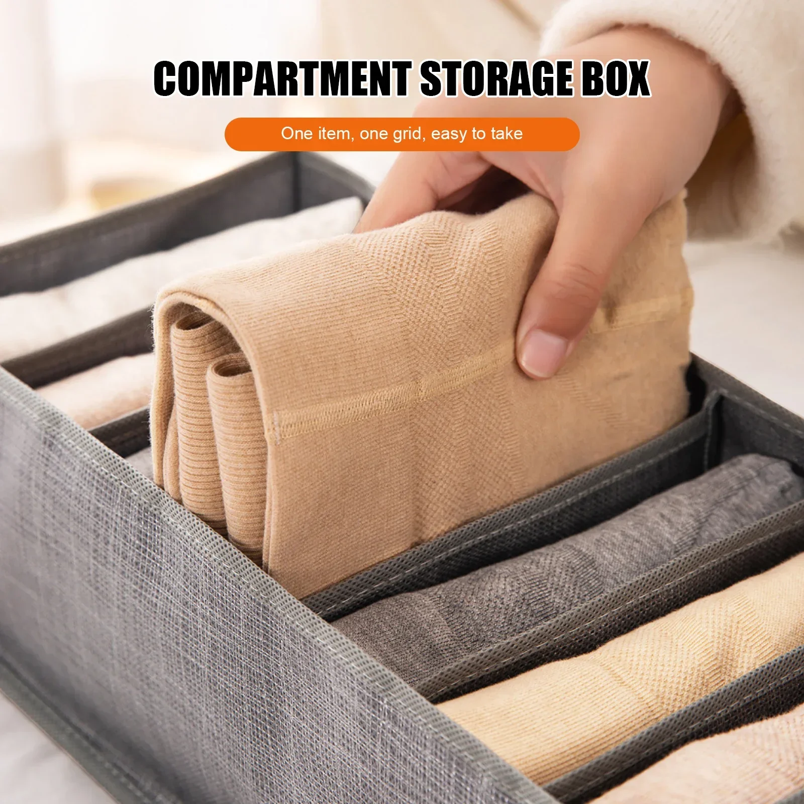 Wardrobe Clothes Organizer Jeans Compartment Storage Box Foldable Washable Closet Drawer Bedroom Separation Box for T-shirts