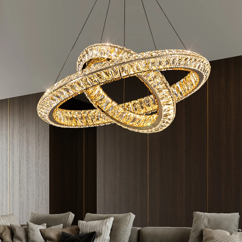 LED Chandelier Light Living Room Circle Ring Dining Room Kitchen Hanging Lamp Home Decor Bedroom Crystal Modern Lighting Fixture