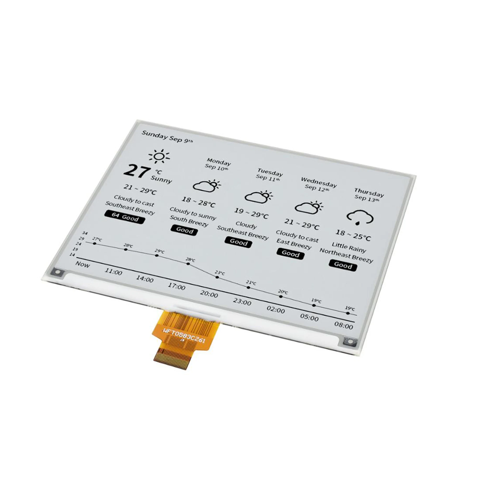 Waveshare 5.83 Inch E-Paper E-Ink Raw Display, 648×480 Pixels, Black / White, SPI Interface, Without PCB