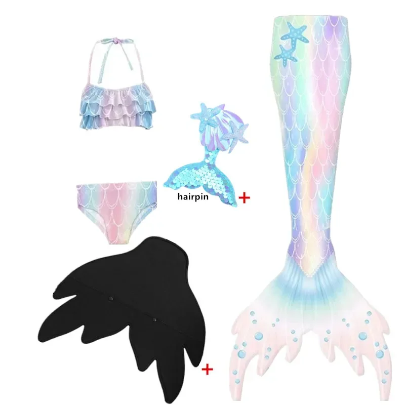 New Kids Swimming Mermaid Tails for Girls Mermaid Costumes Children Beach Mermaid Bikini Swimsuit Cosplay Costume Birthday Gifts