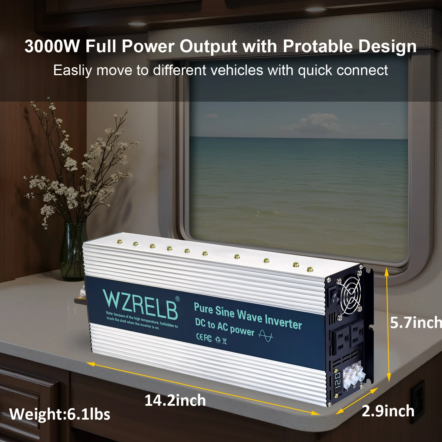 Full Power 2500W Off Grid Pure Sine Wave Inverter Solar Panel 12V/24V/36V/48V/72/96V DC to 110V/120V/220V/230V/240V AC Converter
