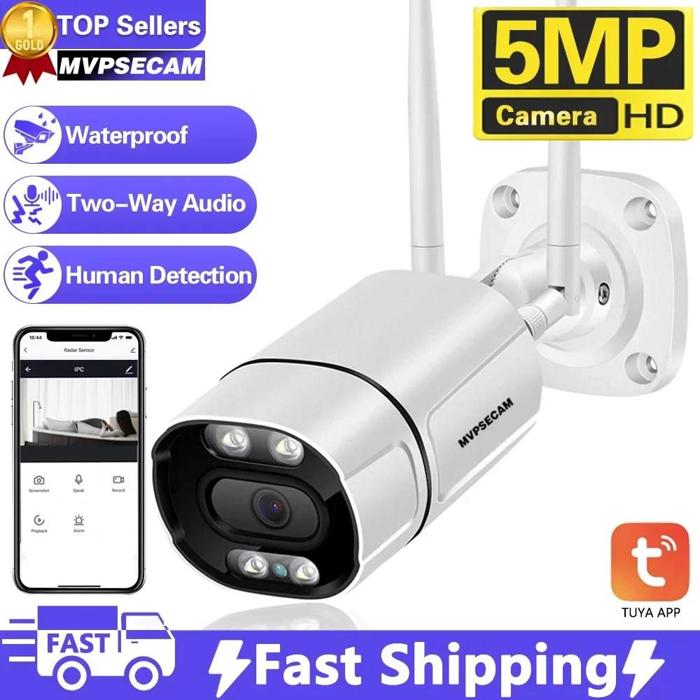 

5MP IP Camera Wifi Outdoor Surveillance Home Securtiy Protection CCTV Wi Fi Camara Video Wi-Fi Waterproof Tuya Smart Life IP Cam