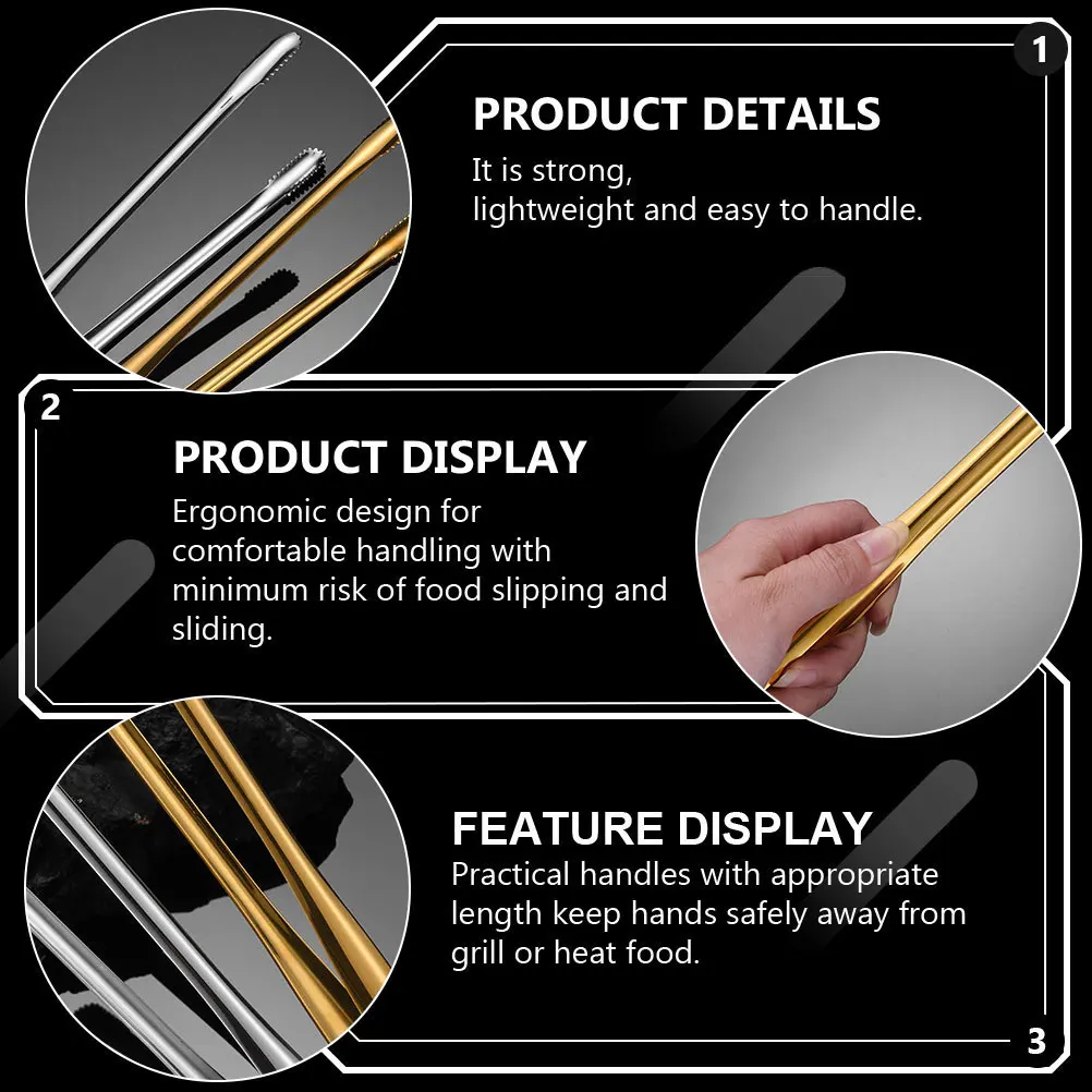 

2Pcs Stainless Steel Barbecue Tongs Multi Function Food Tong Rust Proof Waterproof Safe for Home Party Outdoor Grill
