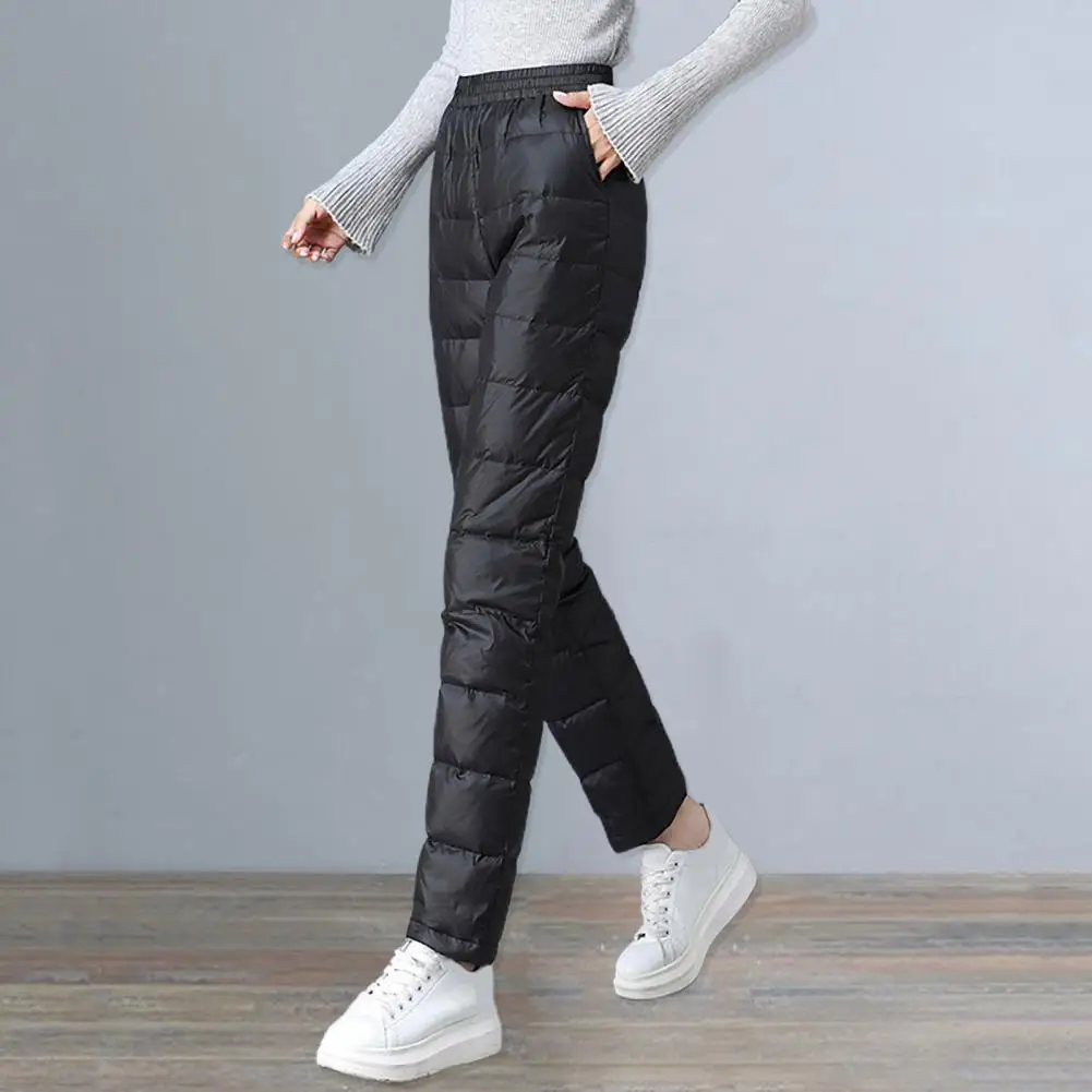 Women Cotton Pants Winter High Waisted Thick Pants Windproof Warm Slim Fit Casual Ladies Long Pencil Trousers