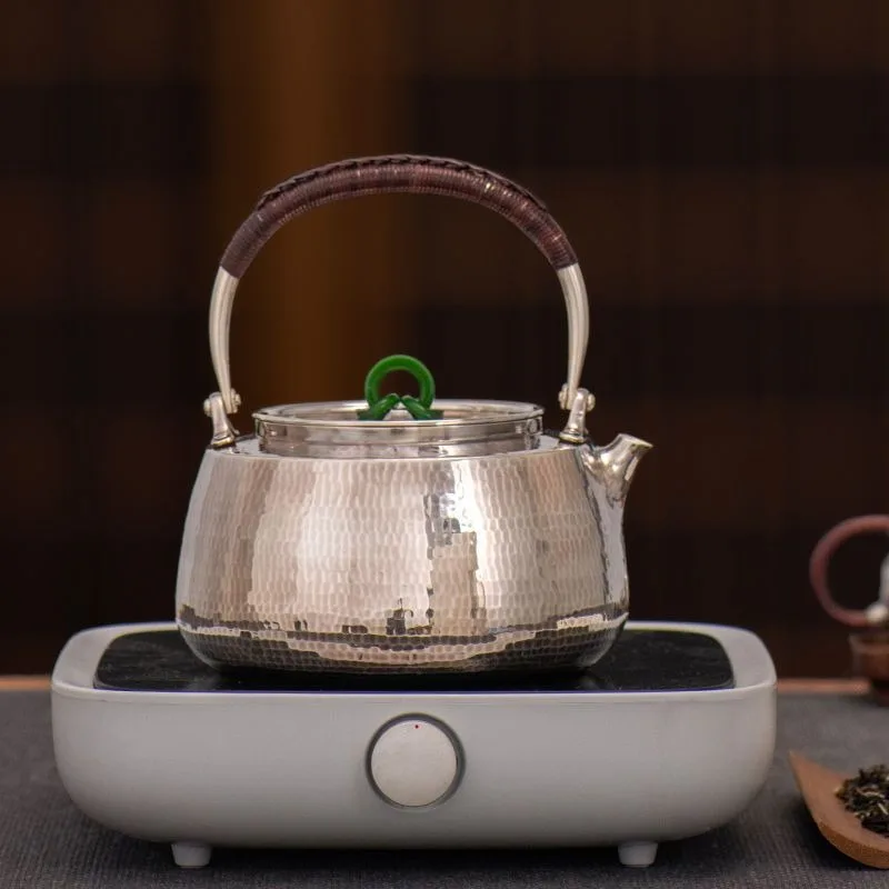 Sterling Silver 999 Kettle Handmade Foot Silver Pot Boiling Teapot Kitamura Japanese Tea Set Teapot