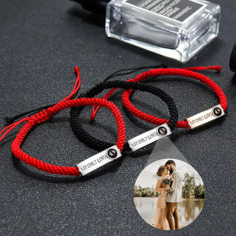 S925 Silver Custom Photo Bracelet Personalized Projection Photo Bracelets for Women Lover Couple Family Jewelry Girl Friend Gift