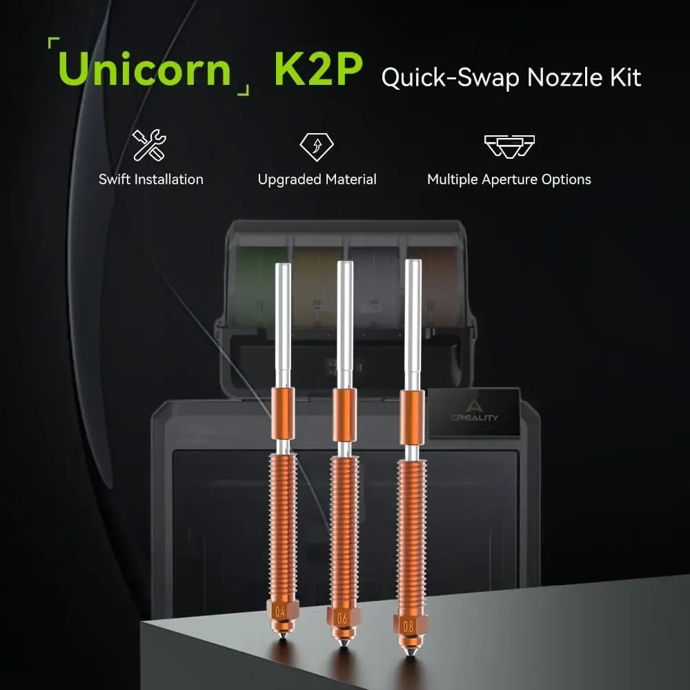 Creality K2 Plus Nozzle Kit,K2P Unicorn Quick-Swap High Flow Nozzles,Quick-Swap Nozzle For Creality K2/K2 Plus 3D Printer Nozzle