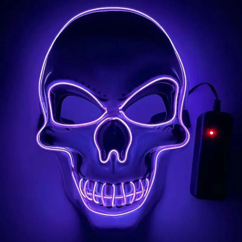 Skull Mask Adjustable Elastic Men And Women Halloween Decoration Ghost Head Mask Durable Party Products Led Mask Various Colors