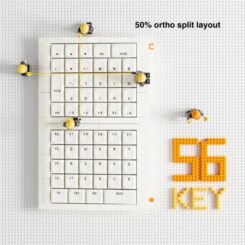 

07 Israfel Low Profile Split Keyboard Wired 50% Ortho Split Layout Hot Swap Ergo Mechanical Keyboard for Game Office Accessories