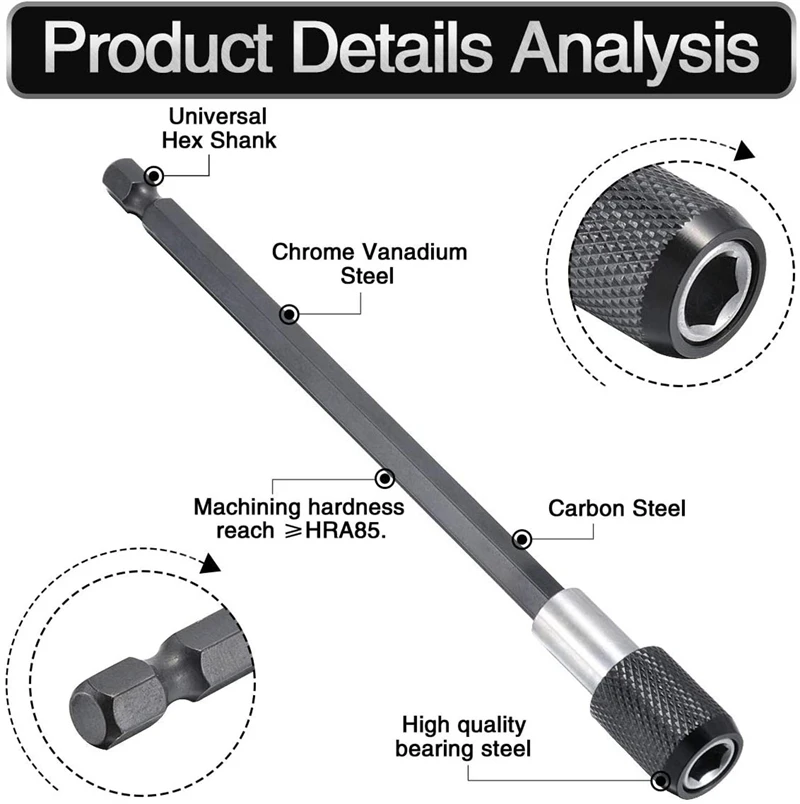 1/4 Inch Hex Shank Quick Release Electric Drill Magnetic Screwdriver Bits Adjustable Extension Rod Holder Bar Shank Power Tools