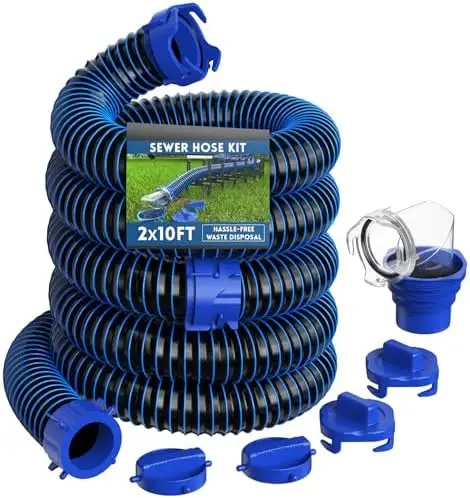 

DUMPMAN 20 FT RV Sewer Hose Kit with Swivel Fittings & Clear View Adapter