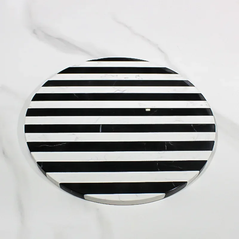Vassoio a strisce bianche e nere in marmo artistico, decorazione per tavolino da salotto, modello di stoccaggio, sala vendite, ufficio