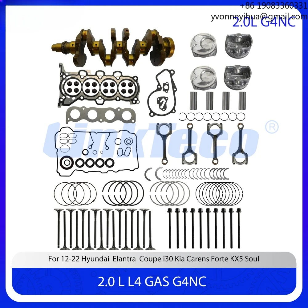 

Комплект для ремонта двигателя, прокладка головки вала карбвала, шатун, поршневое кольцо, комплект болтов Vavel, комплект 2,0 л L4 GAS G4NC для Hyundai Kia 2.0L