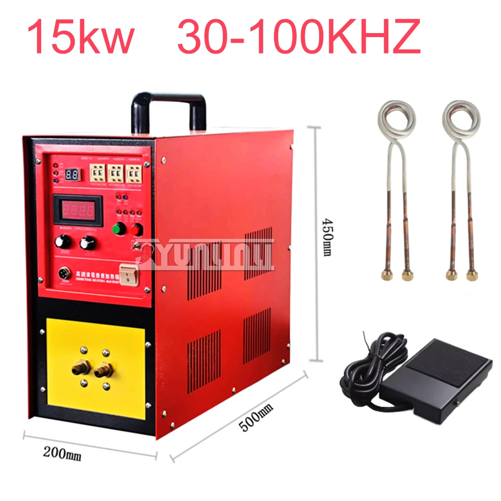 15KW Induction Heater Induction Heating Machine Metal Smelting Furnace High Frequency Welding Metal Quenching Equipment 30-100kh