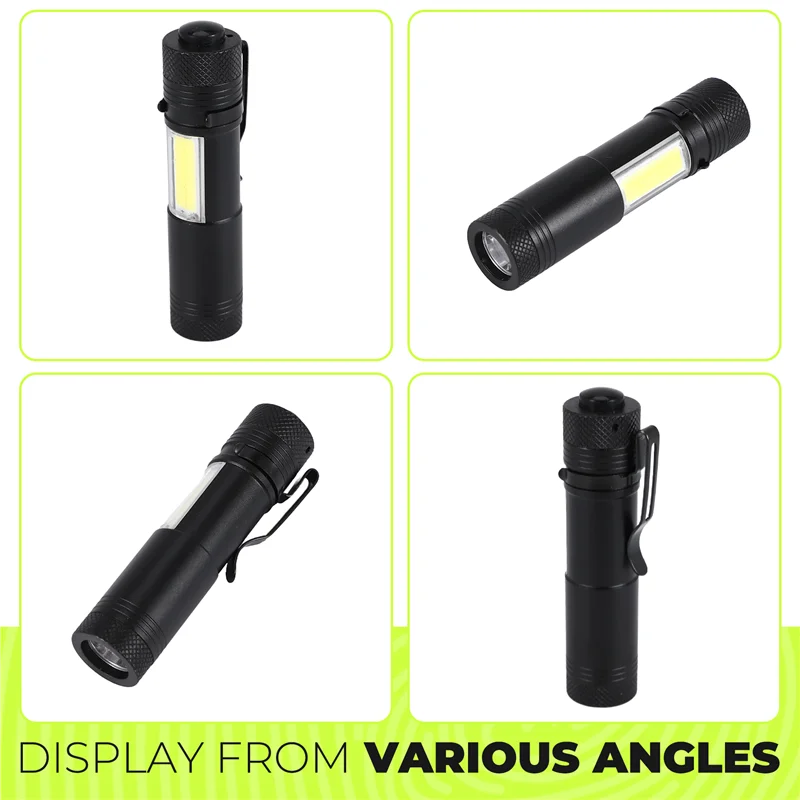 75STO-New Mini Portable Aluminum Q5 LED Flashlight XPE&COB Work Light Lanterna Powerful Pen Torch Lamp 4 Modes Use 14500 Or AA