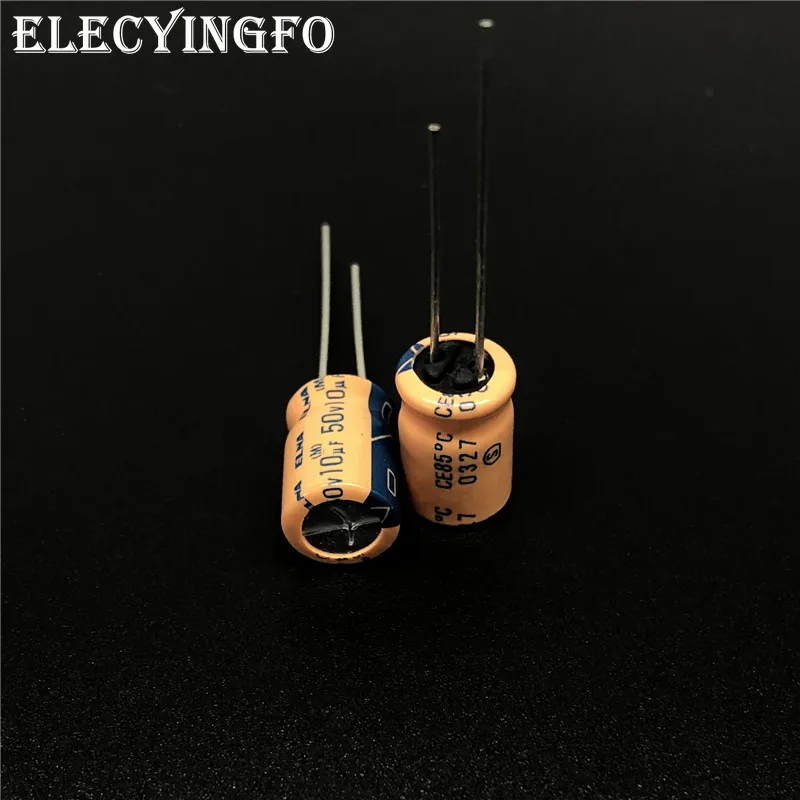 10pcs/100pcs 10uF 50V10uf  ELNA 8x11mm Orange 50V10uF Audio Capacitor electronic components  Aluminum Electrolytic Capacitor